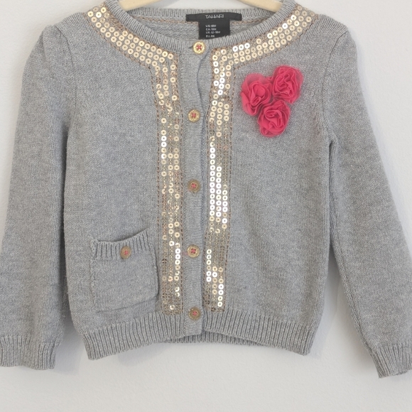 Tahari Button Up Cardigan Sweater in grey and pink size 18 months - Picture 5 of 13